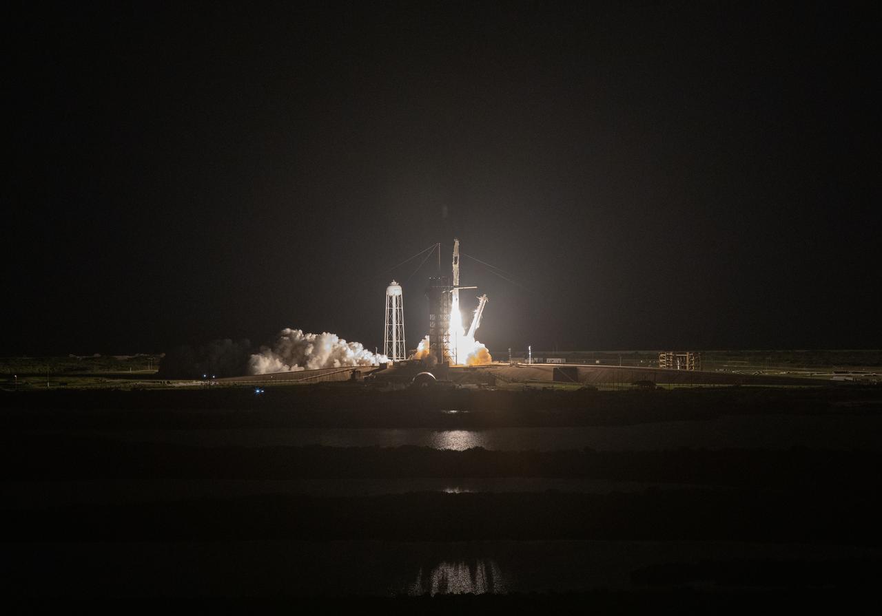 A SpaceX Falcon 9 rocket lifts off at 5:49 a.m. EDT from Launch Complex 39A at NASA’s Kennedy Space Center in Florida on April 23, 2021, carrying the company’s Crew Dragon Endeavour. Onboard the capsule are NASA astronaut Shane Kimbrough, spacecraft commander; NASA astronaut Megan McArthur, pilot; ESA astronaut Thomas Pesquet, mission specialist; and JAXA astronaut Akihiko Hoshide, mission specialist. NASA’s SpaceX Crew-2 mission crew will dock to the Harmony module’s forward-facing international docking adapter of the International Space Station on Saturday, April 24, at 5:10 a.m.