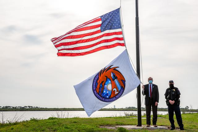 NASA image: NASA Acting Administrator Steve Jurczyk Raises Crew-2 Flag at KS