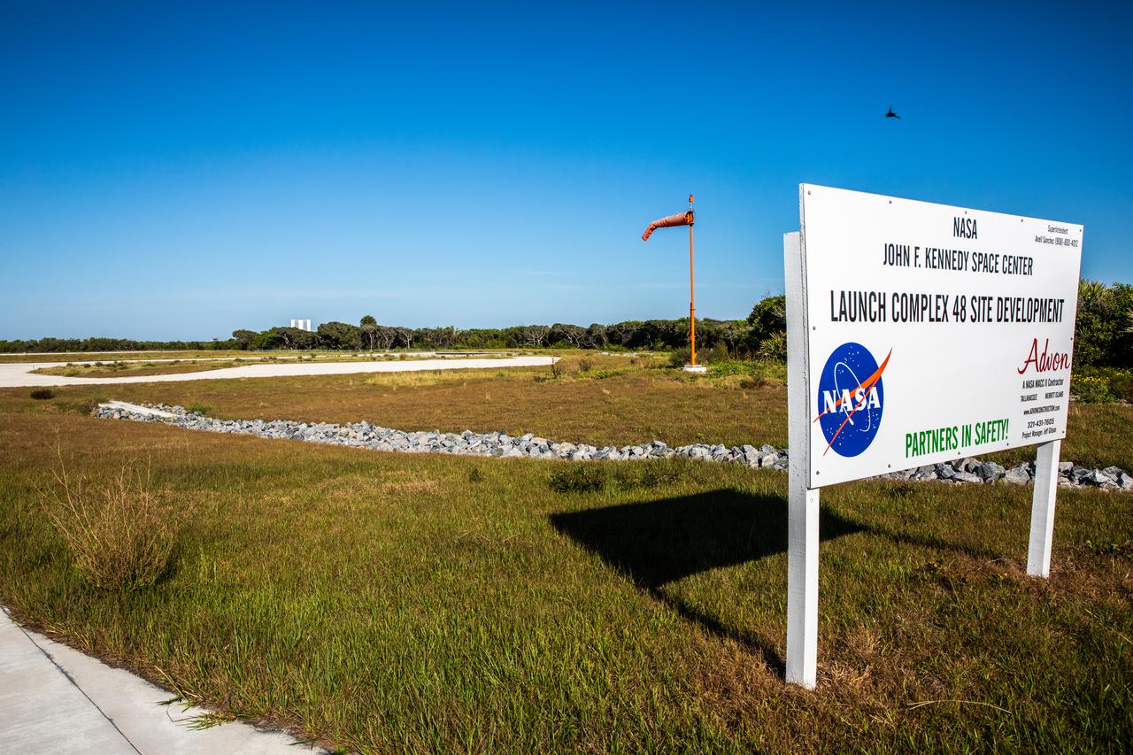 Pictured here is the site of Launch Complex 48 at NASA’s Kennedy Space Center in Florida, on June 1, 2021. The spaceport’s newest launch site is designed specifically for small-class commercial vehicles and the small satellite industry. Located about a mile south of Kennedy’s historic Launch Complex 39A on Cape Road, and completed in August 2020, the 10-acre complex provides a dedicated space for vehicles generating 500,000 pounds of thrust or less. The “clean pad” design and basic infrastructure of Launch Complex 48 offers greater flexibility for small-class vehicle with rockets possessing varying needs.
