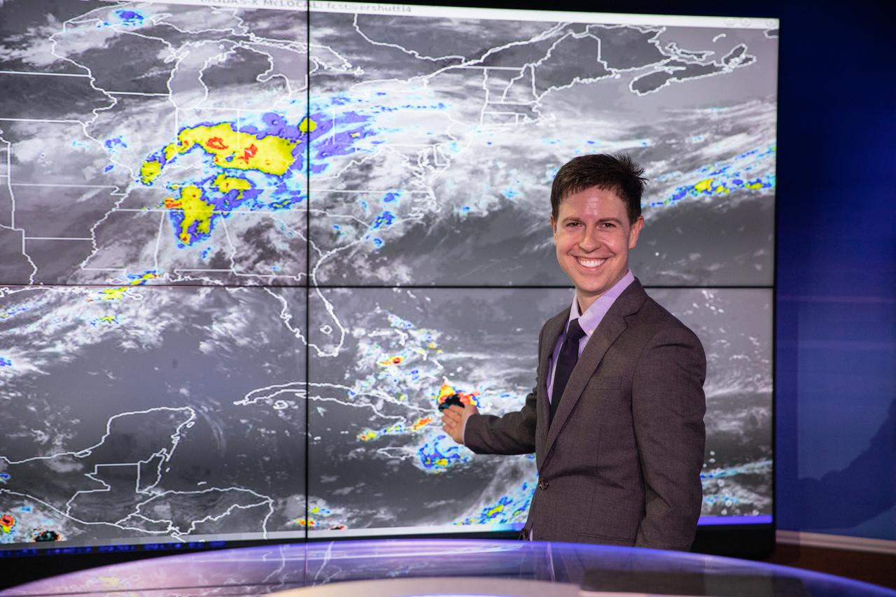 Mark Burger, launch weather officer, 45th Weather Squadron, Cape Canaveral Space Force Station, participates in a prelaunch news conference for SpaceX’s 22nd Commercial Resupply Services mission for NASA to the International Space Station on June 2, 2021 at Kennedy Space Center in Florida. The Dragon capsule atop SpaceX’s Falcon 9 rocket is scheduled to lift off from Launch Complex 39A at 1:29 p.m. EDT on June 3. Dragon will deliver more than 7,300 pounds of cargo to the space station. 