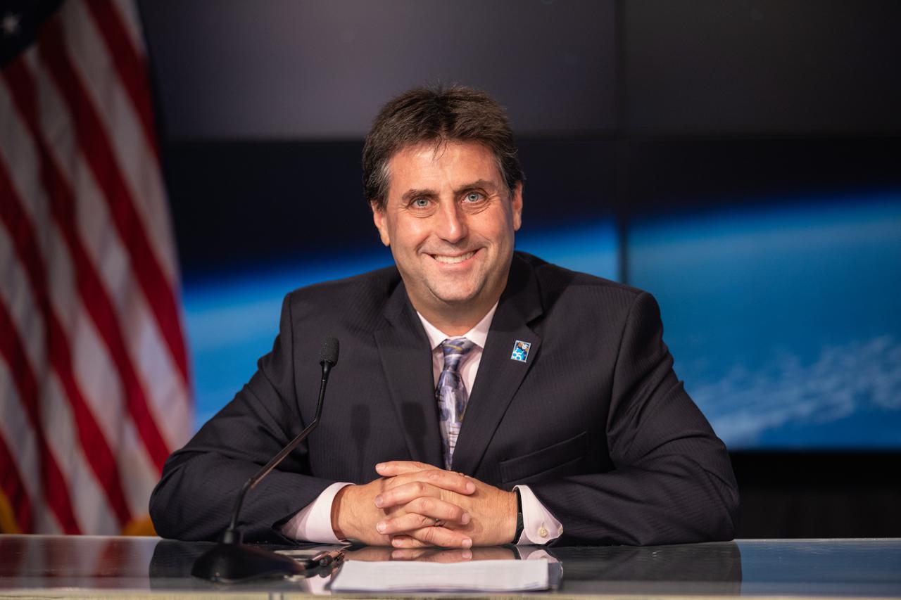 A prelaunch news conference for SpaceX’s 22nd Commercial Resupply Services mission for NASA to the International Space Station is held on June 2, 2021 at Kennedy Space Center in Florida. Joel Montalbano, manager for International Space Station Program, answers questions from members of the media. The Dragon capsule atop SpaceX’s Falcon 9 rocket is scheduled to lift off from Launch Complex 39A at 1:29 p.m. EDT on Thursday, June 3. Dragon will deliver more than 7,300 pounds of cargo to the space station. 