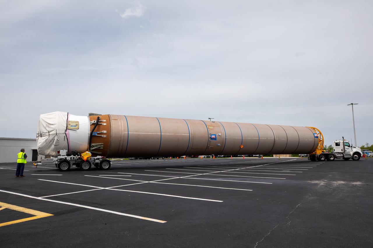 The United Launch Alliance (ULA) Atlas V booster and Centaur upper stage for Boeing's CST-100 Starliner Crew Flight Test (CFT) arrive at the Atlas Spaceflight Operations Center at Space Launch Complex 41 (SLC-41) at Cape Canaveral Space Force Station on June 21, 2021. Starliner's first flight with astronauts aboard, CFT will launch from SLC-41. The flight test will demonstrate the ability of the Atlas V and Starliner to safely carry astronauts to and from the International Space Station for the agency's Commercial Crew Program.