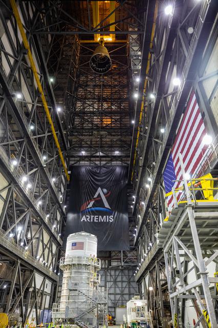 NASA image: Artemis I SLS LVSA Lift and Mate