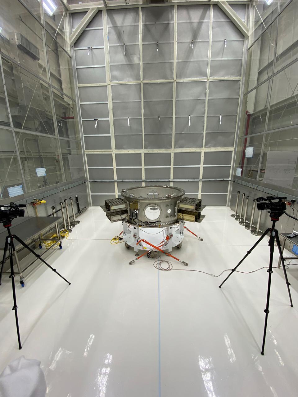 Mechanical and electrical support equipment for NASA’s Landsat 9 observatory are being processed inside the Integrated Processing Facility at Vandenberg Space Force Base in California, on June 24, 2021. The equipment includes a secondary payload adapter and flight system for a group of microsat payloads, called CubeSats, that will launch with Landsat 9 as secondary payloads. Landsat 9 will launch on a United Launch Alliance Atlas V rocket from Space Launch Complex 3 at Vandenberg in September 2021. The launch is being managed by NASA’s Launch Services Program based at Kennedy Space Center, America’s multiuser spaceport. The Landsat 9 satellite will continue the nearly 50-year legacy of previous Landsat missions. It will monitor key natural and economic resources from orbit. Landsat 9 is managed by the agency’s Goddard Space Flight Center in Greenbelt, Maryland. The satellite will carry two instruments: the Operational Land Imager 2, which collects images of Earth’s landscapes in visible, near infrared and shortwave infrared light, and the Thermal Infrared Sensor 2, which measures the temperature of land surfaces. Like its predecessors, Landsat 9 is a joint mission between NASA and the U.S. Geological Survey. 
