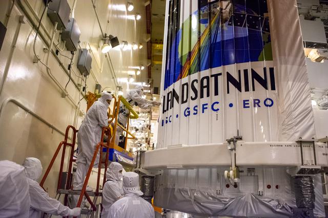 NASA image: Landsat 9 Fairing Contamination Barrier and Access Door Removal