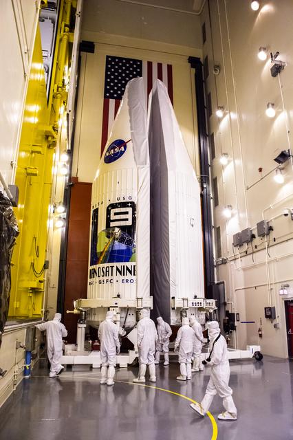 NASA image: Landsat 9 Fairing Contamination Barrier and Access Door Removal