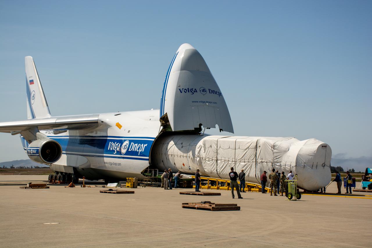 The United Launch Alliance (ULA) Atlas V booster for NASA’s Landsat 9 mission is offloaded from the Antonov 124 cargo aircraft at Vandenberg Space Force Base in California, on June 29, 2021. The Landsat 9 mission will launch atop a ULA Atlas V rocket from Vandenberg in September 2021. The launch is being managed by NASA’s Launch Services Program based at Kennedy Space Center. The Landsat 9 satellite will continue the nearly 50-year legacy of previous Landsat missions. It will monitor key natural and economic resources from orbit. Landsat 9 is managed by the agency’s Goddard Space Flight Center in Greenbelt, Maryland. The satellite will carry two instruments: the Operational Land Imager 2, which collects images of Earth’s landscapes in visible, near infrared and shortwave infrared light, and the Thermal Infrared Sensor 2, which measures the temperature of land surfaces. Like its predecessors, Landsat 9 is a joint mission between NASA and the U.S. Geological Survey.