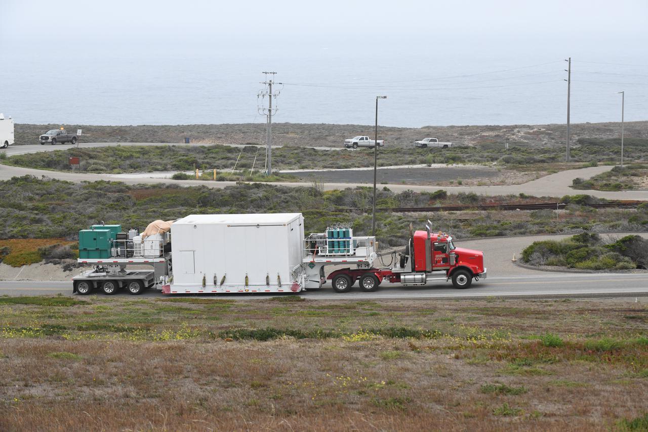 The satellite for the Landsat 9 mission, secured inside its shipping container, is transported by truck to Vandenberg Space Force Base in California on July 7, 2021. The Landsat 9 mission will launch atop a United Launch Alliance Atlas V rocket from Vandenberg in September 2021. The launch is being managed by NASA’s Launch Services Program based at Kennedy Space Center in Florida, America’s multi-user spaceport. The Landsat 9 satellite will continue the nearly 50-year legacy of previous Landsat missions. It will monitor key natural and economic resources from orbit. Landsat 9 is managed by the agency’s Goddard Space Flight Center in Greenbelt, Maryland. The satellite will carry two instruments: the Operational Land Imager 2, which collects images of Earth’s landscapes in visible, near infrared and shortwave infrared light, and the Thermal Infrared Sensor 2, which measures the temperature of land surfaces. Like its predecessors, Landsat 9 is a joint mission between NASA and the U.S. Geological Survey.