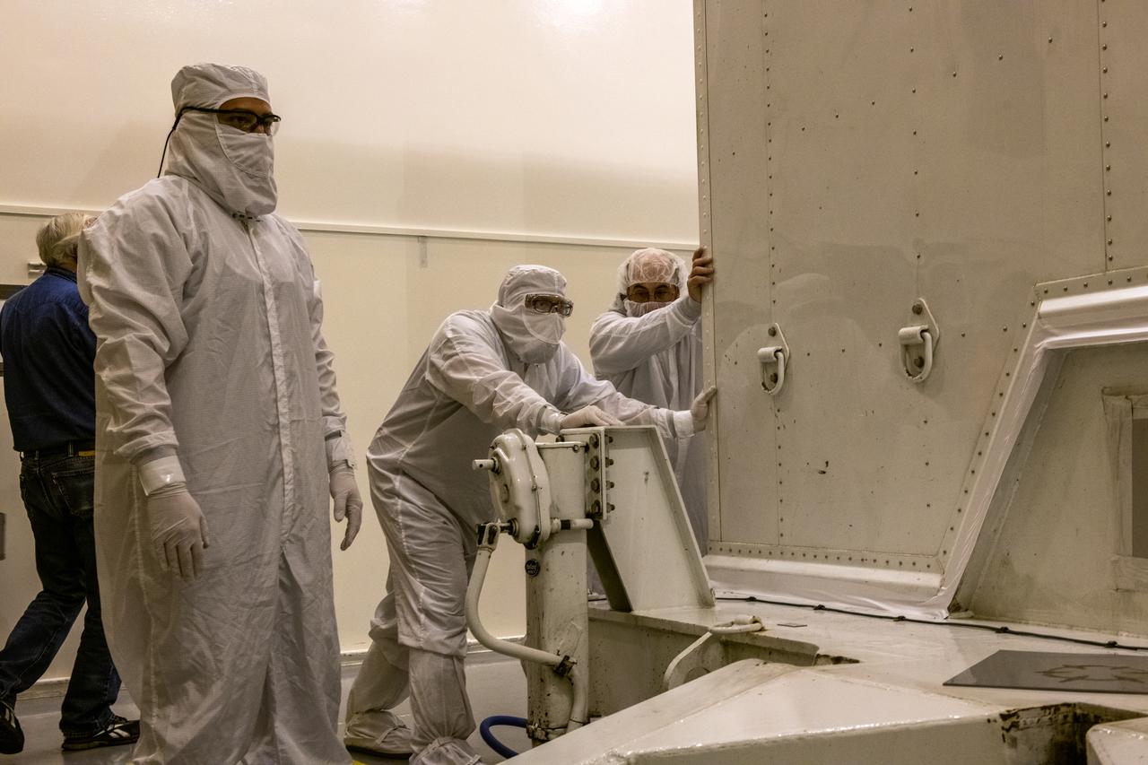 Technicians move the shipping container, carrying the satellite for the Landsat 9 mission, into a processing facility following its arrival at Vandenberg Space Force Base in California on July 7, 2021. The Landsat 9 mission will launch atop a United Launch Alliance Atlas V rocket from Vandenberg in September 2021. The launch is being managed by NASA’s Launch Services Program based at Kennedy Space Center in Florida, America’s multi-user spaceport. The Landsat 9 satellite will continue the nearly 50-year legacy of previous Landsat missions. It will monitor key natural and economic resources from orbit. Landsat 9 is managed by the agency’s Goddard Space Flight Center in Greenbelt, Maryland. The satellite will carry two instruments: the Operational Land Imager 2, which collects images of Earth’s landscapes in visible, near infrared and shortwave infrared light, and the Thermal Infrared Sensor 2, which measures the temperature of land surfaces. Like its predecessors, Landsat 9 is a joint mission between NASA and the U.S. Geological Survey.