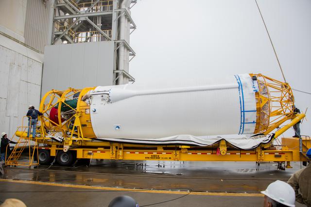 NASA image: Landsat 9 Atlas V Centaur Lift and Mate