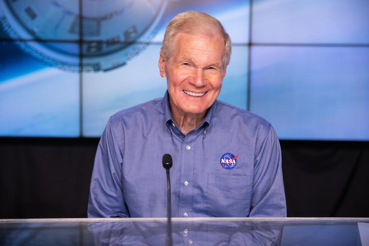 NASA Administrator Bill Nelson participates in the NASA Administrator Media Briefing ahead of Boeing’s Orbital Flight Test-2 (OFT-2) at the agency’s Kennedy Space Center in Florida, July 29, 2021. Boeing’s CST-100 Starliner spacecraft will launch atop a United Launch Alliance Atlas V rocket from Space Launch Complex-41 at Cape Canaveral Space Force Station. The uncrewed OFT-2 will be the Starliner’s second flight for NASA’s Commercial Crew Program.