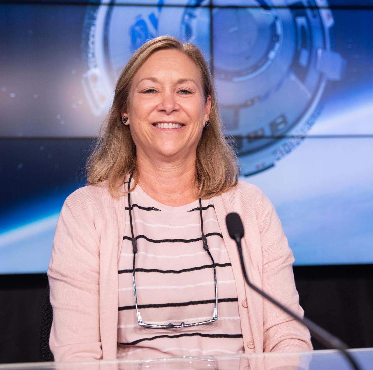 Janet Petro, director, NASA’s Kennedy Space Center, participates in the NASA Administrator Media Briefing ahead of Boeing’s Orbital Flight Test-2 (OFT-2) at the agency’s Kennedy Space Center in Florida, July 29, 2021. Boeing’s CST-100 Starliner spacecraft will launch atop a United Launch Alliance Atlas V rocket from Space Launch Complex-41 at Cape Canaveral Space Force Station. The uncrewed OFT-2 will be the Starliner’s second flight for NASA’s Commercial Crew Program.