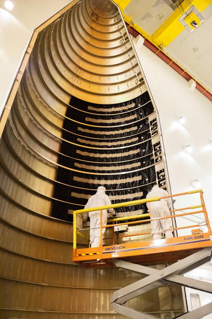 NASA image: Landsat 9 Fairing Blankets Removal