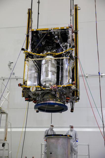 NASA image: Lucy Spacecraft Lift to Rotation Stand