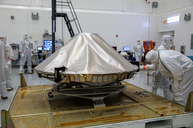 NASA image: Lucy Spacecraft High Gain Antenna (HGA) Lift and Install