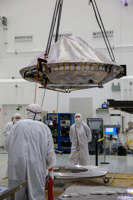 NASA image: Lucy Spacecraft High Gain Antenna (HGA) Lift and Install