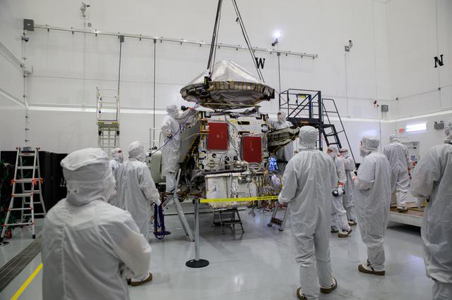 NASA image: Lucy Spacecraft High Gain Antenna (HGA) Lift and Install
