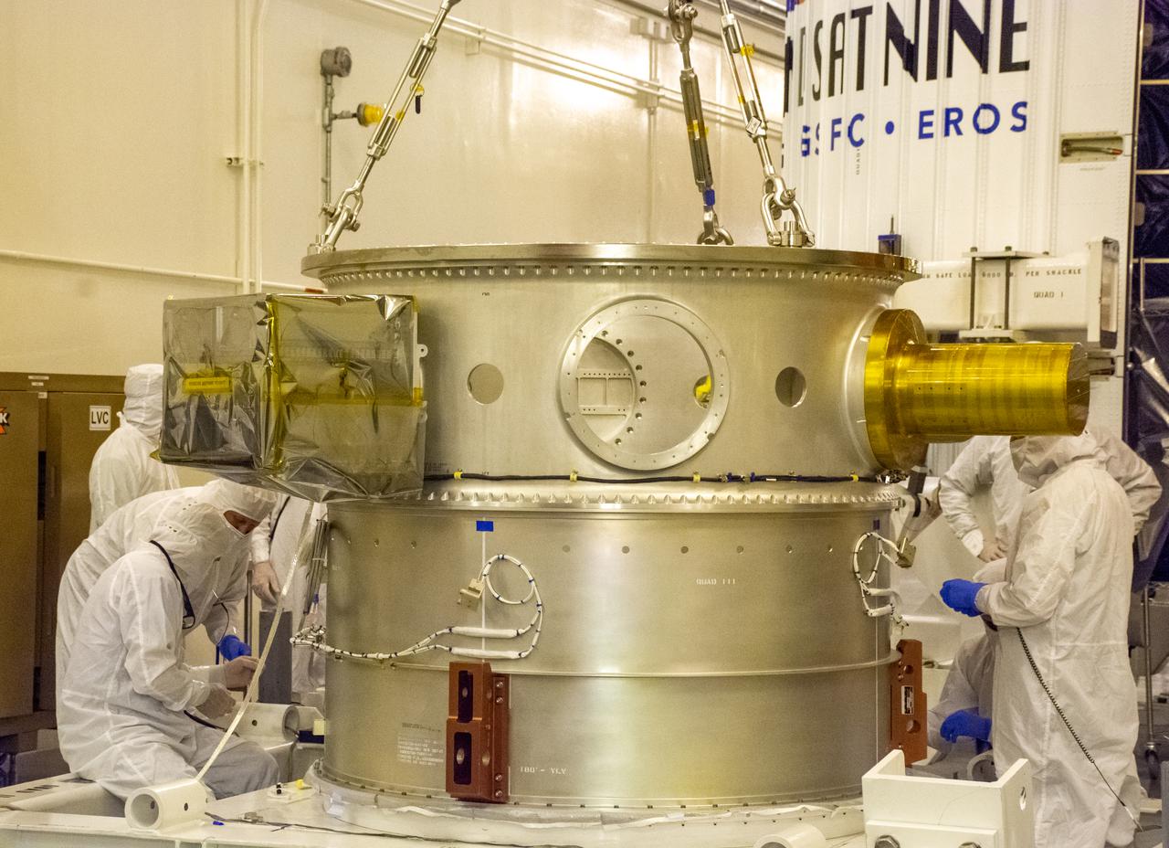 The Landsat 9 EFS is mated to the C29 inside the Integrated Processing Facility at Vandenberg Space Force Base in California.