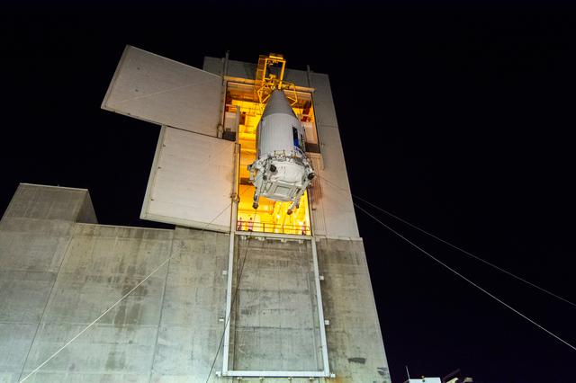 NASA image: Landsat 9 Hoist out of Transfer Tower at IPF