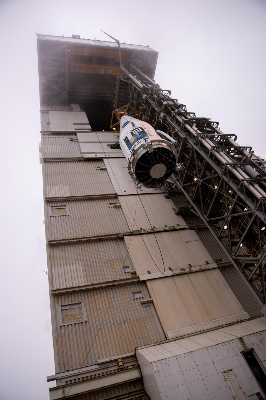 The Landsat 9 spacecraft is lifted and mated to the United Launch Alliance Atlas V rocket at Space Launch Complex 3 at Vandenberg Space Force Base in California on Sept. 15, 2021, in preparation for liftoff no earlier than Sept. 27, 2021. The launch is being managed by NASA’s Launch Services Program based at Kennedy Space Center in Florida. Landsat 9 will monitor key natural and economic resources from orbit. The satellite will carry two instruments: the Operational Land Imager 2, which collects images of Earth’s landscapes in visible, near infrared and shortwave infrared light, and the Thermal Infrared Sensor 2, which measures the temperature of land surfaces. Landsat 9 is a joint mission between NASA and the U.S. Geological Survey.