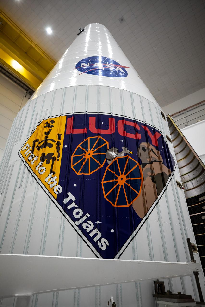 NASA’s Lucy spacecraft is moved from the Work Processing Cell to the Airlock inside the Astrotech Space Operations Facility in Titusville, Florida, on Sept. 29, 2021. A United Launch Alliance V 401 rocket roared off the pad at Cape Canaveral Space Force Station’s Space Launch Complex 41 on Oct. 16, 2021, at 5:34 a.m. EDT, carrying Lucy into space. During its 12-year primary mission, Lucy will explore a record-breaking number of asteroids, flying by one asteroid in the solar system’s main belt and seven Trojan asteroids. Lucy is the first space mission to study the Trojan asteroids, which hold vital clues to the formation of our solar system.
