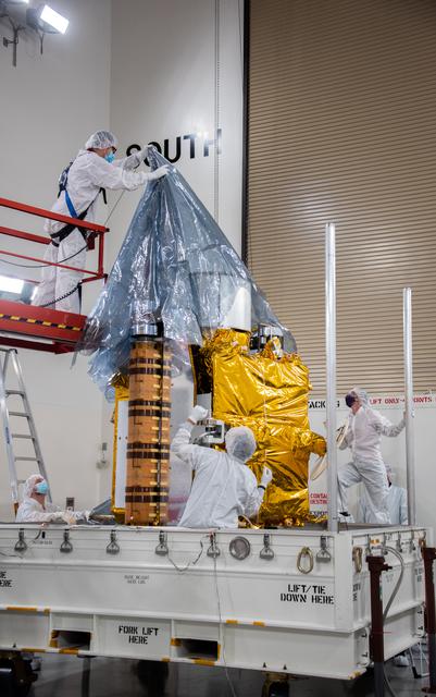 NASA image: DART Spacecraft Removal from Shipping Container, Move to SC Doll