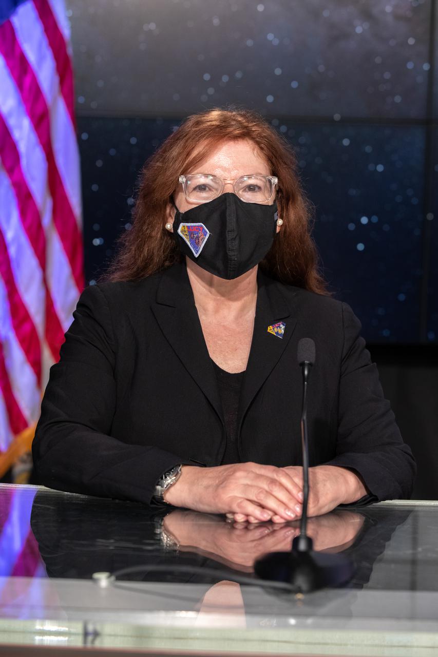 Adriana Ocampo, Lucy Program Executive, NASA Headquarters, is introduced during a science briefing for the Lucy mission held inside the TV Auditorium at NASA’s Kennedy Space Center in Florida on Oct. 14, 2021. The mission is scheduled to launch at 5:34 a.m. EDT Saturday, Oct. 16, on a United Launch Alliance Atlas V 401 rocket from Space Launch Complex 41 at Cape Canaveral Space Force Station. NASA’s Launch Services Program, based at Kennedy, is managing the launch. During its 12-year primary mission, Lucy will explore a record-breaking number of asteroids, flying by one asteroid in the solar system’s main belt and seven Trojan asteroids. Additionally, Lucy’s path will circle back to Earth three times for gravity assists, making it the first spacecraft to return to the vicinity of Earth from the outer solar system.