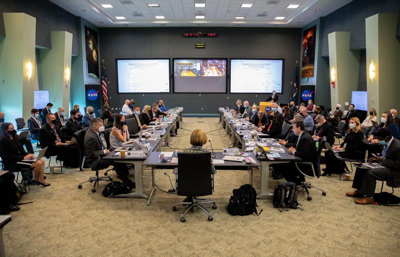 NASA and SpaceX managers participate in a Flight Readiness Review for the agency’s SpaceX Crew-3 mission at Kennedy Space Center in Florida on Oct. 25, 2021. International partners also participated. Crew-3 is scheduled to launch to the International Space Station from Kennedy’s Launch Complex 39A on Oct. 31, 2021 as part of NASA’s Commercial Crew Program. Liftoff of the Falcon 9 rocket and Crew Dragon spacecraft is targeted for 2:21 a.m. EDT.