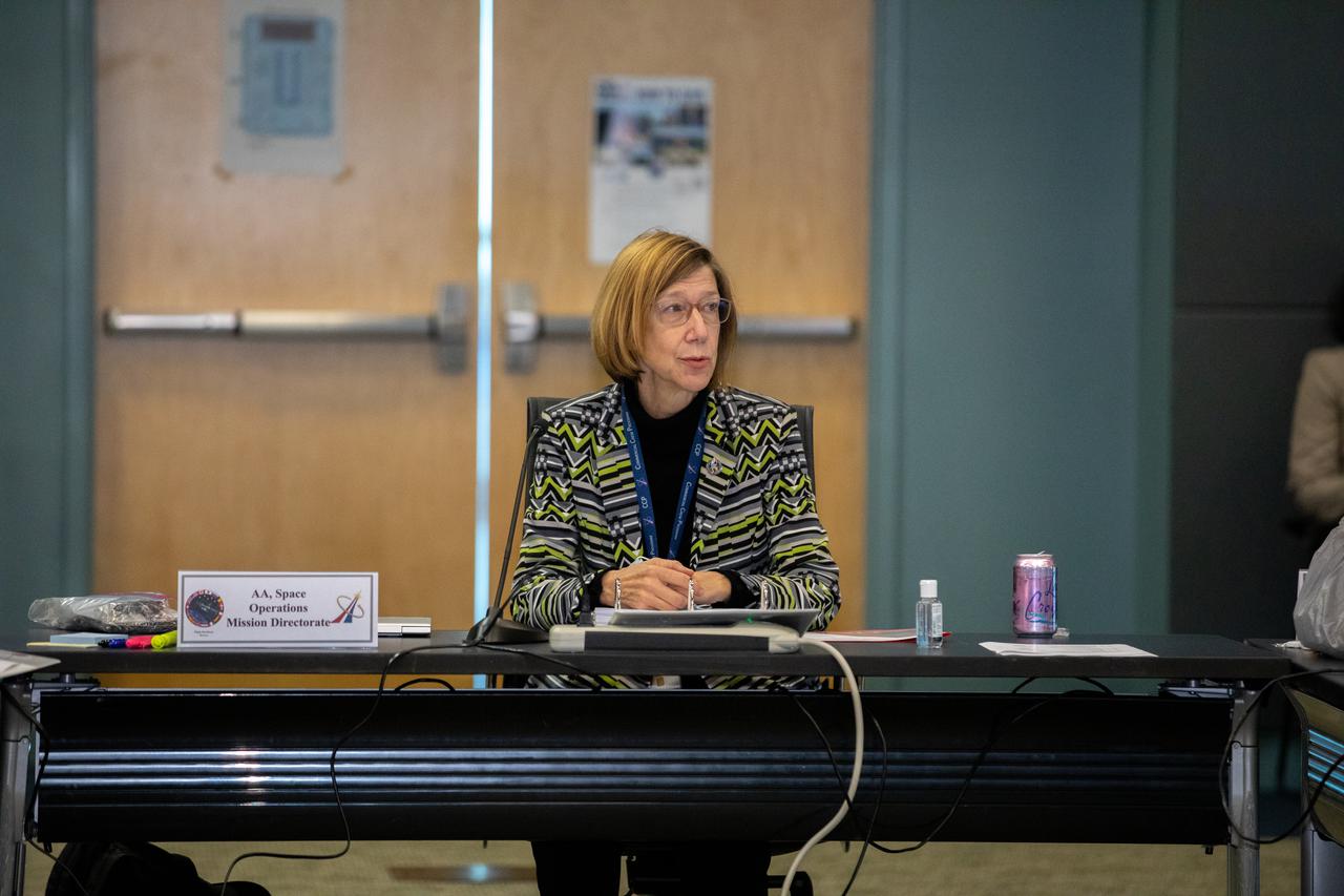 Kathy Lueders, NASA associate administrator, Human Exploration and Operations Mission Directorate, speaks during a Flight Readiness Review (FRR) for the agency’s SpaceX Crew-3 mission at Kennedy Space Center in Florida on Oct. 25, 2021. NASA and SpaceX mission managers held the FRR to confirm the SpaceX Falcon 9 and Crew Dragon spacecraft are ready for launch. International partners also participated. Crew-3 is scheduled to launch to the International Space Station from Kennedy’s Launch Complex 39A on Oct. 31, 2021 as part of NASA’s Commercial Crew Program. Liftoff is targeted for 2:21 a.m. EDT.