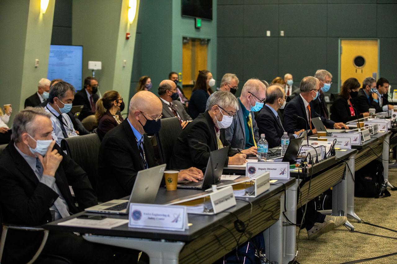 NASA and SpaceX managers participate in a Flight Readiness Review for the agency’s SpaceX Crew-3 mission at Kennedy Space Center in Florida on Oct. 25, 2021. International partners also participated. Crew-3 is scheduled to launch to the International Space Station from Kennedy’s Launch Complex 39A on Oct. 31, 2021 as part of NASA’s Commercial Crew Program. Liftoff of the Falcon 9 rocket and Crew Dragon spacecraft is targeted for 2:21 a.m. EDT.
