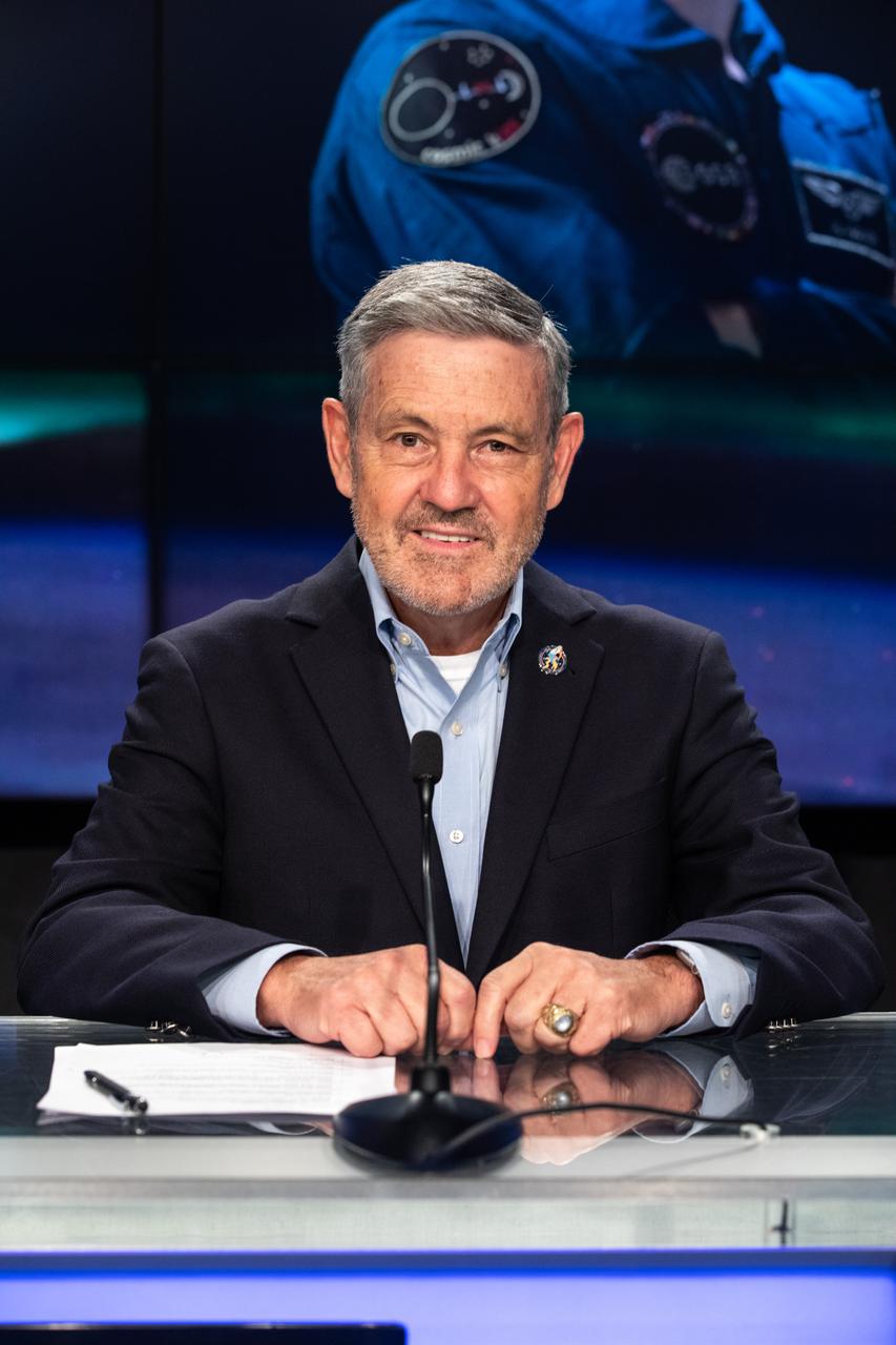 NASA Associate Administrator Bob Cabana speaks during a briefing for the upcoming SpaceX Crew-3 mission at the agency’s Kennedy Space Center in Florida on Oct. 29, 2021. The SpaceX Falcon 9 with Crew Dragon atop is scheduled to launch Oct. 31 at 2:21 a.m. EDT from Launch Complex 39A at Kennedy. Crew Dragon will carry four astronauts to the International Space Station for NASA’s Commercial Crew Program. Crew-3 is the third crew rotation flight to the space station, and the first flight of a new Crew Dragon spacecraft.