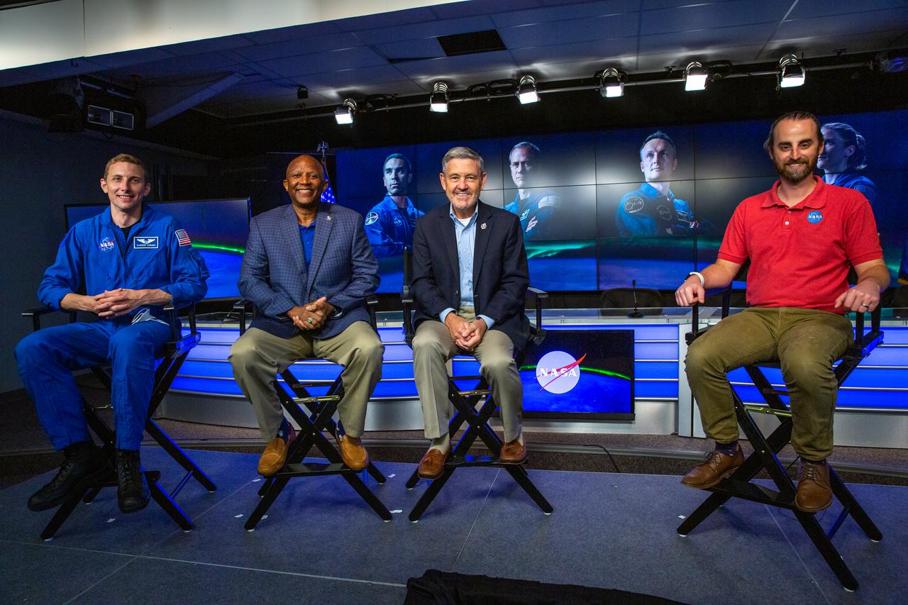 Representatives from NASA participate in a NASA Social Live event at the agency’s Kennedy Space Center in Florida on Oct. 29, in advance of NASA’s SpaceX Crew-3 mission to the International Space Station as part of NASA’s Commercial Crew Program. Participants are, from left, NASA astronaut Woody Hoburg, Kennedy Deputy Director Kelvin Manning, NASA Associate Administrator Bob Cabana, and moderator Joshua Santora, NASA Communications. Launch is currently targeted for 2:21 a.m. EDT Sunday, Oct. 31. The SpaceX Dragon spacecraft, named Endurance by the Crew-3 astronauts, will launch on a Falcon 9 rocket from Launch Complex 39A at Kennedy Space Center. The Crew-3 flight will carry NASA astronauts Raja Chari, mission commander, Tom Marshburn, pilot, and Kayla Barron, mission specialist and ESA (European Space Agency) astronaut Matthias Maurer, also a mission specialist, to the space station for a six-month science mission.