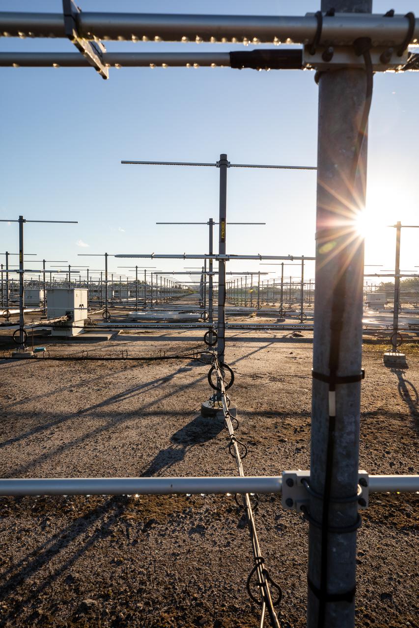 The Tropospheric Doppler Radar Wind Profiler, located on five acres near the Launch and Landing Facility at Kennedy Space Center in Florida, is shown during an Artemis I weather simulation on Nov. 3, 2021. The simulation involved teams from Kennedy, Cape Canaveral Space Force Station, Johnson Space Center in Texas, and Marshall Space Flight Center in Alabama. The radar wind profiler consists of 640 antennae and delivers data – from 6,000 to 62,000 feet – every five minutes. The instrument will be used as the primary upper level wind instrument for NASA’s Artemis missions, including Artemis I, the first launch of the agency’s Space Launch System rocket and the Orion spacecraft on a flight beyond the Moon.