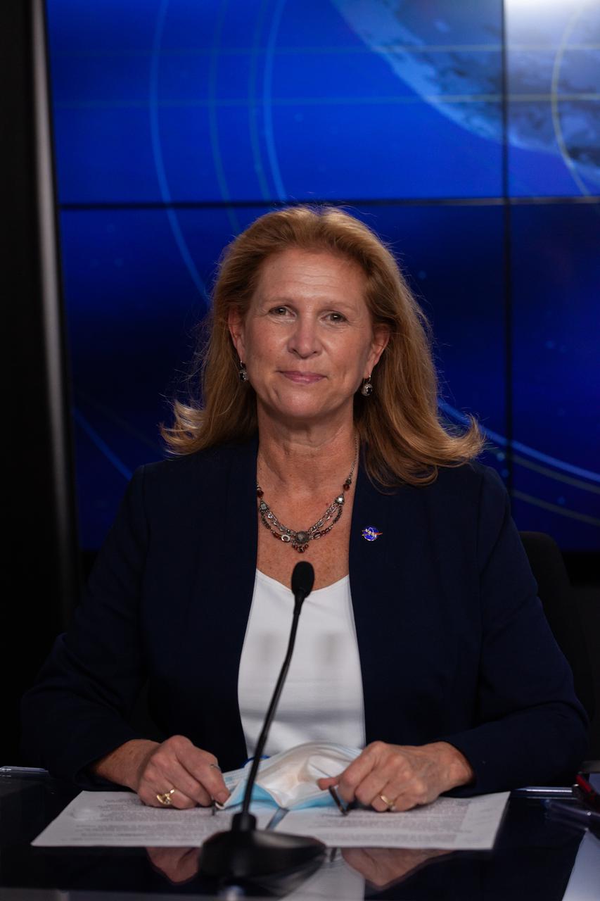 Lori Glaze, director of NASA’s Science Mission Directorate’s Planetary Science Division, participates in an engineering briefing for the agency’s Double Asteroid Redirection Test (DART) mission at Vandenberg Space Force Base in California on Nov. 21, 2021. DART is the first mission to test technologies for preventing an impact of Earth by a hazardous asteroid. The mission is scheduled to launch no earlier than 1:21 a.m. EST Wednesday, Nov. 24 (10:21 p.m. PST Tuesday, Nov. 23), aboard a SpaceX Falcon 9 rocket from Vandenberg. NASA's Launch Services Program based at Kennedy Space Center in Florida, America's multi-user spaceport, is managing the launch.