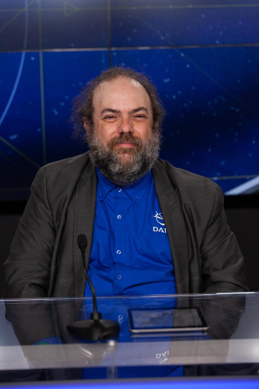 Andy Rivkin, Double Asteroid Redirection Test (DART) investigation team lead for Johns Hopkins Applied Physics Laboratory, participates in an engineering briefing for NASA’s DART mission at Vandenberg Space Force Base in California on Nov. 21, 2021. DART is the first mission to test technologies for preventing an impact of Earth by a hazardous asteroid. The mission is scheduled to launch no earlier than 1:21 a.m. EST Wednesday, Nov. 24 (10:21 p.m. PST Tuesday, Nov. 23), aboard a SpaceX Falcon 9 rocket from Vandenberg. NASA's Launch Services Program based at Kennedy Space Center in Florida, America's multi-user spaceport, is managing the launch.