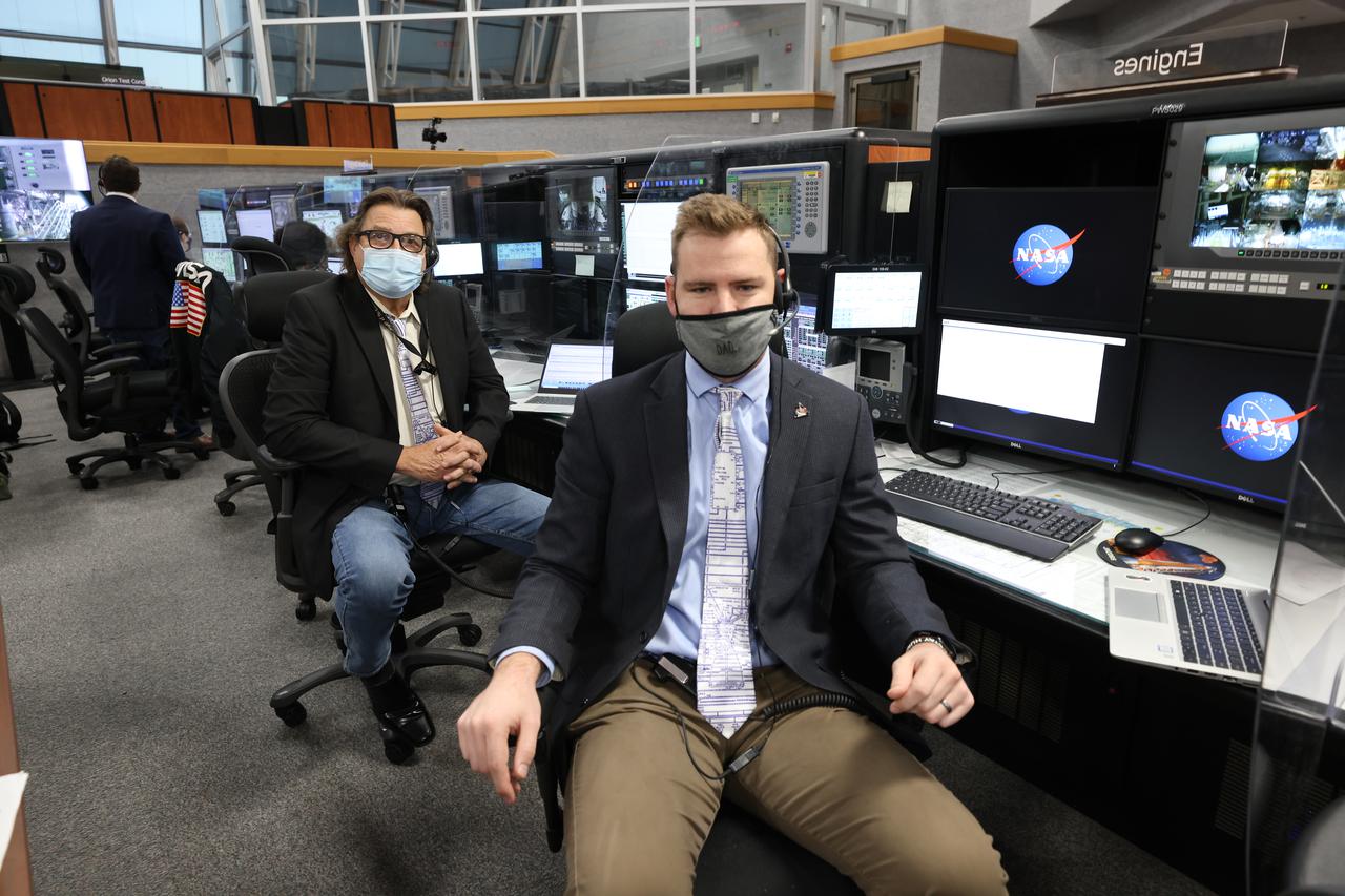 Launch team members are seated at the Main Engines consoles inside Firing Room 1 of the Launch Control Center at NASA’s Kennedy Space Center in Florida on Dec. 13, 2021. They are participating in a joint integrated simulation for the Artemis I launch that covered both cryogenic loading and terminal countdown portions of prelaunch activities. Members of NASA’s mission management team and launch team conducted the simulation together. The Kennedy team was certified for the Artemis I launch. During Artemis I, the agency’s Orion spacecraft will lift off from Kennedy aboard NASA’s most powerful rocket – the Space Launch System – to fly farther than any spacecraft built for humans has ever flown. Through NASA’s Artemis missions, the agency, along with commercial and international partners, will establish a sustainable human presence on the Moon to prepare for missions to Mars. 