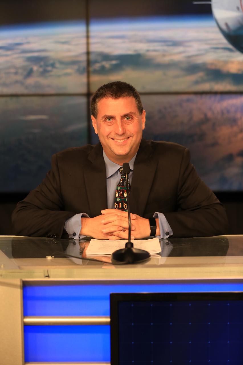 Joel Montalbano, manager, International Space Station Program, is introduced during a prelaunch news conference for SpaceX’s 24th commercial resupply services mission at Kennedy Space Center in Florida on Dec. 20, 2021. Liftoff of the SpaceX Falcon 9 rocket with the company’s Dragon spacecraft on board is targeted for Tuesday, Dec. 21, 2021, at 5:07 a.m. EST. The mission will deliver new science investigations, supplies, and equipment to the crew on board the space station.