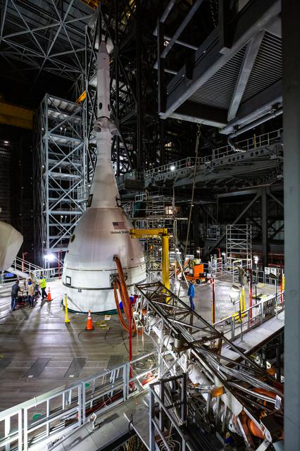 NASA image: Employees working on Artemis I SLS Flight Hardware