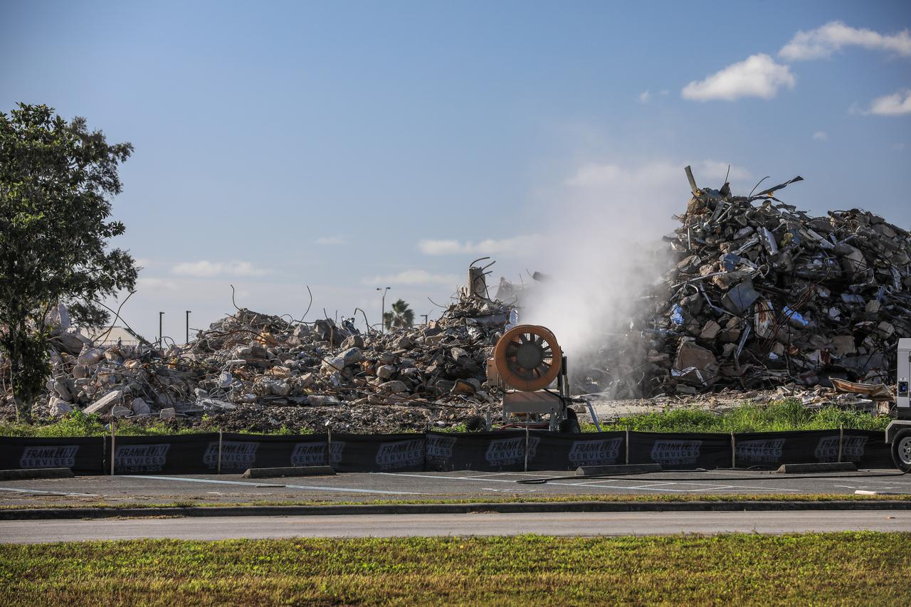 Shown is remnants of the former headquarters building at NASA’s Kennedy Space Center on Jan. 11, 2022. Built in 1965, the 439,000-square-foot structure was demolished and replaced at the Florida spaceport by the 200,000-square-foot, seven-story Central Campus Headquarters (CCHQ) Building. The CCHQ is a modernized, energy efficient facility representative of Kennedy’s transformation to America’s premier multi-user spaceport. The area previously occupied by the old headquarters building will be utilized as greenspace.