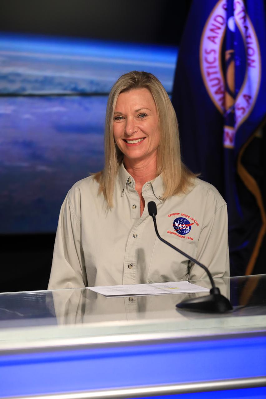 Director of Spaceport Integration and Services Nancy Bray participates in the Safety Starts With You Leadership Panel on Jan. 25, 2022, at NASA’s Kennedy Space Center in Florida. The panel discussion featured senior leaders from the spaceport addressing ways employees can focus on safely completing mission objectives in the new year. Other panelists included Kennedy Space Center Director Janet Petro, Director of KSC Safety and Mission Assurance Ronnie Rodriguez, and Exploration Ground Systems Chief of Staff Sasha Sims. 