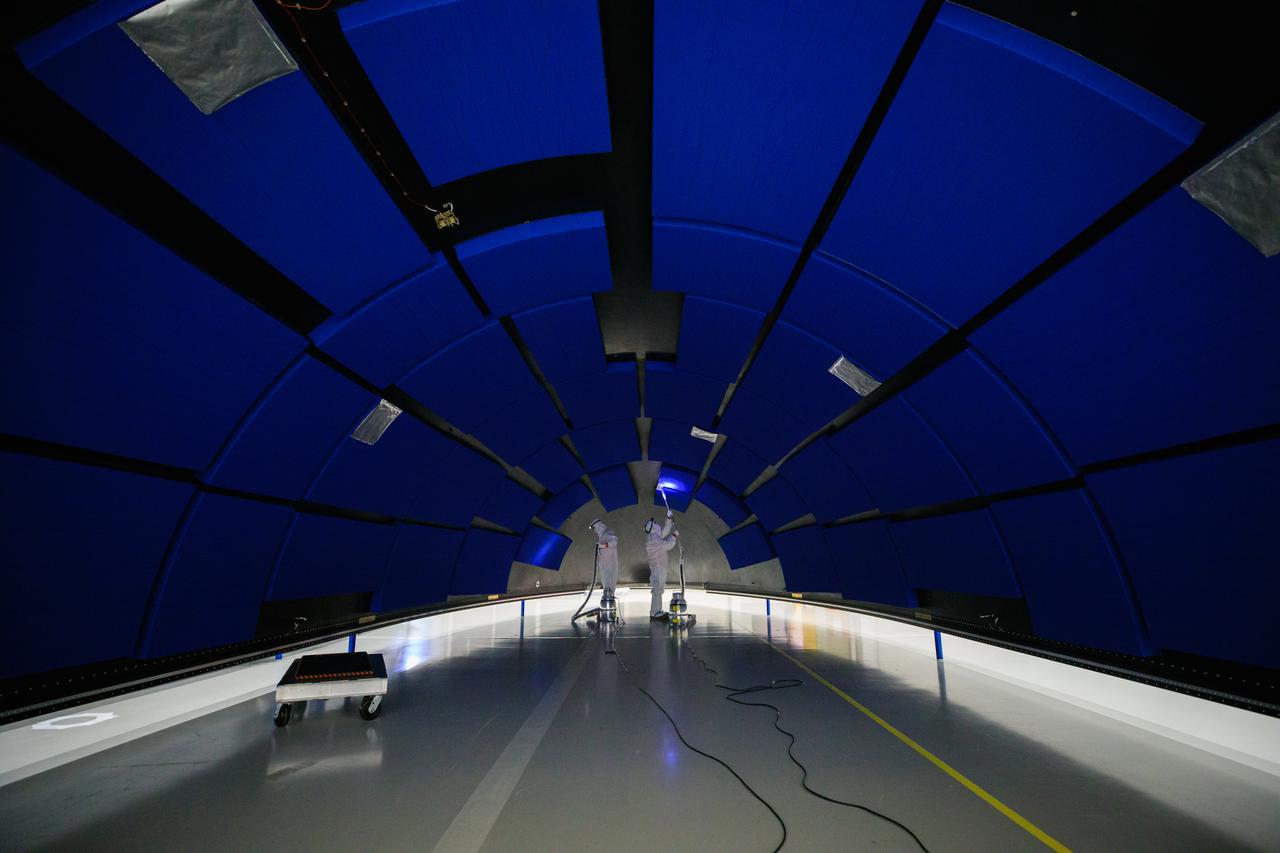 In preparation for NOAA’s Geostationary Operational Environmental Satellite-T (GOES-T) to be encapsulated, members of the GOES-T team prepare the area within the Astrotech Space Operations facility in Titusville, Florida on Jan. 28, 2022. GOES-T is scheduled to launch on March 1, 2022, atop a United Launch Alliance (ULA) Atlas V 541 rocket from Space Launch Complex 41 at Cape Canaveral Space Force Station. GOES-T is the third satellite in the GOES-R series that will continue to help meteorologists observe and predict local weather events that affect public safety. The launch is being managed by NASA’s Launch Services Program based at Kennedy Space Center in Florida, America’s multi-user spaceport.