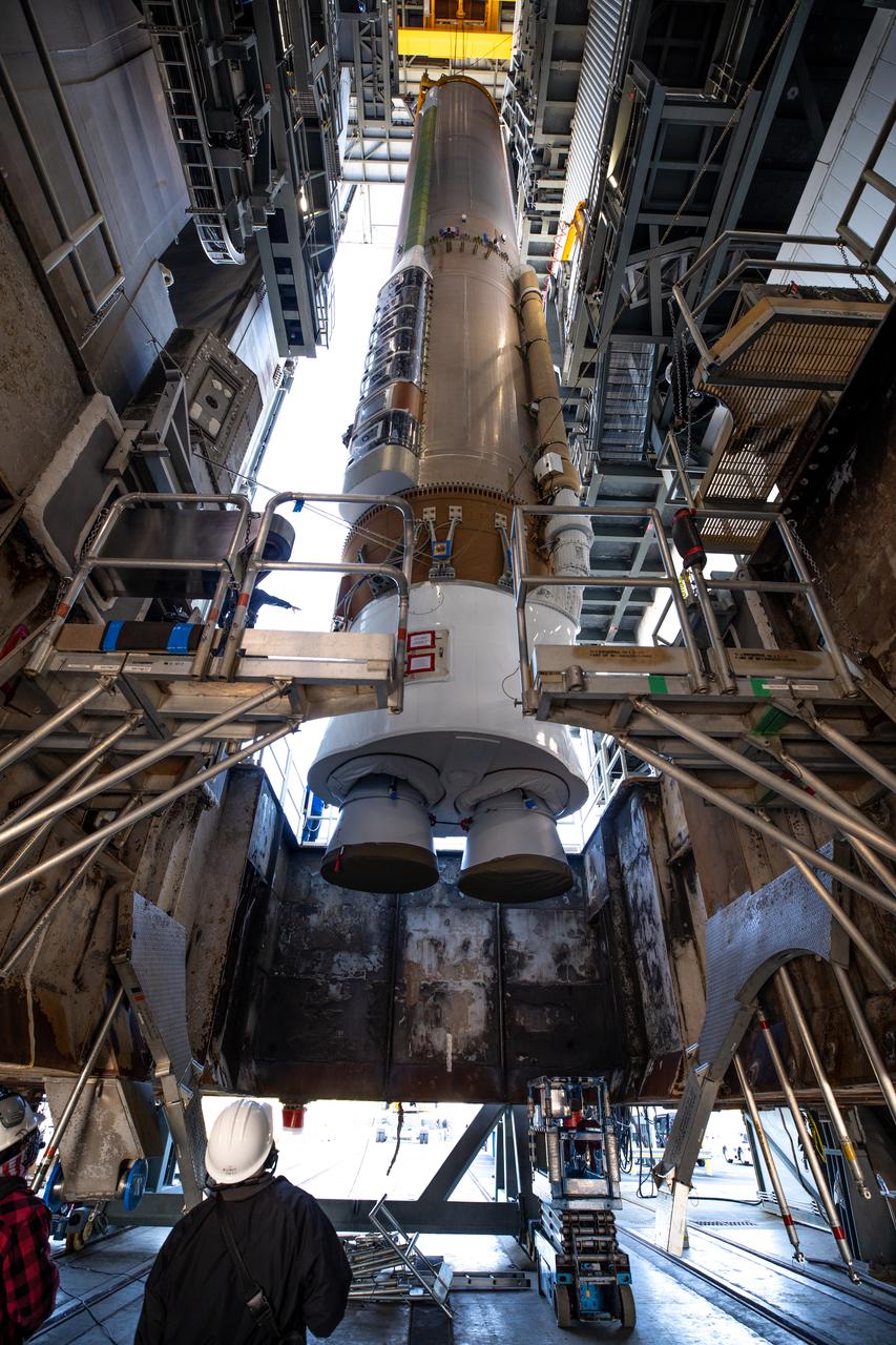 The United Launch Alliance’s (ULA) Atlas V 541 rocket first stage is in the vertical position and moved into the Space Launch Complex-41 Vertical Integration Facility at Cape Canaveral Space Force Station in Florida on Jan. 31, 2022. The Atlas V will launch the National Oceanic and Atmospheric Administration’s (NOAA) Geostationary Operational Environmental Satellite T (GOES-T). GOES-T is the third satellite in the GOES-R series that will continue to help meteorologists observe and predict local weather events that affect public safety. GOES-T is scheduled to launch from Space Launch Complex-41 on March 1, 2022. The launch is being managed by NASA’s Launch Services Program based at Kennedy Space Center, America’s multi-user spaceport.