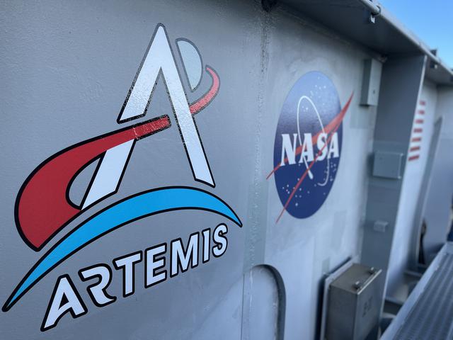 NASA image: Artemis Logos Installation on Crawler Transporter