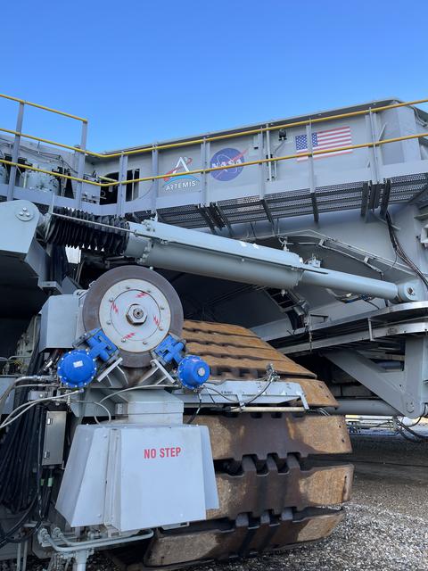 NASA image: Artemis Logos Installation on Crawler Transporter