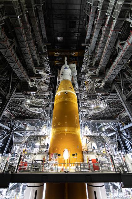NASA image: Artemis I WDR Pre-Rollout Activities - Platforms Retracted