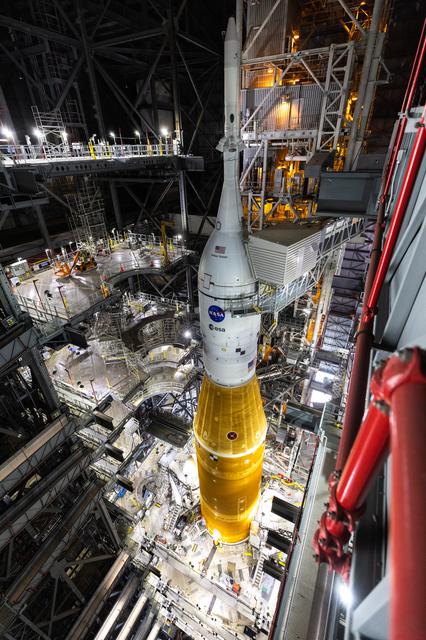 NASA image: Artemis I WDR Pre-Rollout Activities - Platforms Retracted