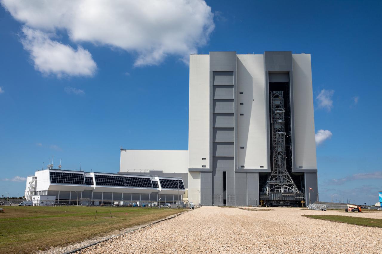 NASA’s Space Launch System (SLS) rocket, with the Orion capsule atop, prepares to roll out of High Bay 3 of the Vehicle Assembly Building at the agency’s Kennedy Space Center in Florida on March 17, 2022, for its journey to Launch Complex 39B. Carried atop the crawler-transporter 2, NASA’s Moon rocket is venturing out to the launch pad for a wet dress rehearsal ahead of the uncrewed Artemis I launch. The first in an increasingly complex set of missions, Artemis I will test SLS and Orion as an integrated system prior to crewed flights to the Moon. Through Artemis, NASA will land the first woman and the first person of color on the lunar surface, paving the way for a long-term lunar presence and serving as a steppingstone on the way to Mars.