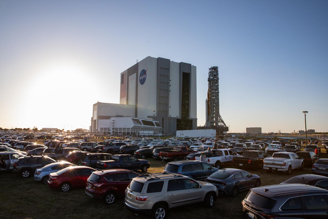 NASA’s Moon rocket is on the move at the agency’s Kennedy Space Center in Florida, rolling out of the Vehicle Assembly Building for a 4.2-mile journey to Launch Complex 39B on March 17, 2022. Carried atop the crawler-transporter 2, the Space Launch System (SLS) rocket and Orion spacecraft are venturing to the pad for a wet dress rehearsal ahead of the uncrewed Artemis I launch. The first in an increasingly complex set of missions, Artemis I will test SLS and Orion as an integrated system prior to crewed flights to the Moon. Through Artemis, NASA will land the first woman and the first person of color on the lunar surface, paving the way for a long-term lunar presence and serving as a steppingstone on the way to Mars.