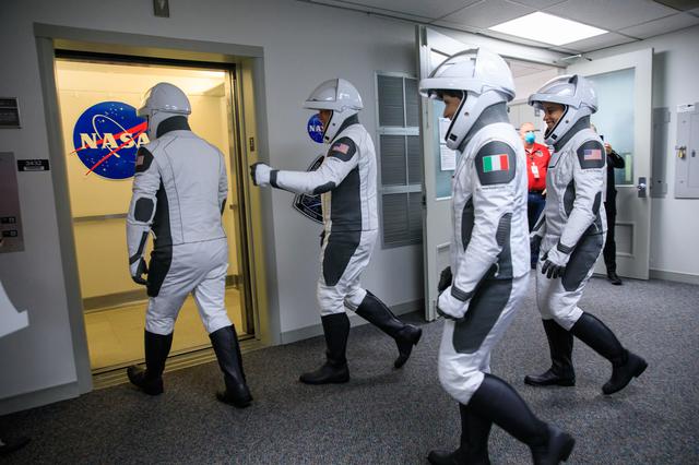 NASA image: SpaceX Crew-4 Suit-Up & Walkout Rehearsal