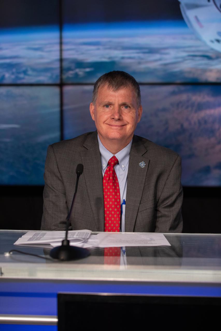 Steve Stich, manager, NASA’s Commercial Crew Program, participates in a Crew-4 postlaunch news conference April 27, 2022, at NASA’s Kennedy Space Center in Florida. The SpaceX Crew Dragon spacecraft, powered by the company’s Falcon 9 rocket, lifted off from Kennedy’s Launch Complex 39A at 3:52 a.m. EDT on April 27. Named Freedom by mission astronauts Kjell Lindgren, Bob Hines, Jessica Watkins, and Samantha Cristoforetti, Dragon is scheduled to dock to the space station today at 8:15 p.m. EDT.